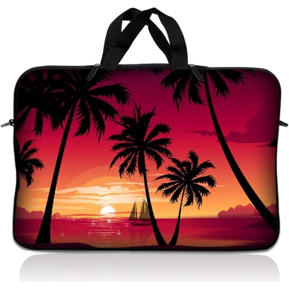 LSS 10.2 inch Laptop Sleeve Bag Carrying Case Pouch with Handle for 8" 8.9" 9" 10" 10.2" Apple Macbook, GW, Acer, Asus, Dell, Hp, Sony, Toshiba, Hawaiian Paradise Palm Tree