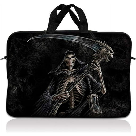 LSS 10.2 inch Laptop Sleeve Bag Carrying Case with Handle for 8" 8.9" 9" 10" 10.2" Apple MacBook, Acer, Dell, Hp, Reaper Skull
