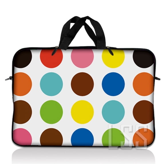 LSS 13.3 inch Laptop Sleeve Bag Carrying Case Pouch with Handle for 13.3" 13" 12.1" 12" Apple Macbook, GW, Acer, Asus, Dell, Hp, Sony, Toshiba, Polka Dots