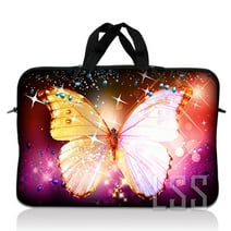LSS 13.3 inch Laptop Sleeve Bag Carrying Case Pouch with Handle for 13.3" 13" 12.1" 12" Apple MacBook, Acer, Asus, Dell, Sparkling Butterfly