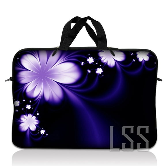 LSS 13.3 inch Laptop Sleeve Bag Carrying Case Pouch with Handle for 13.3" 13" 12.1" 12" Apple MacBook, Acer, Dell, Hp, Purple Flower Floral