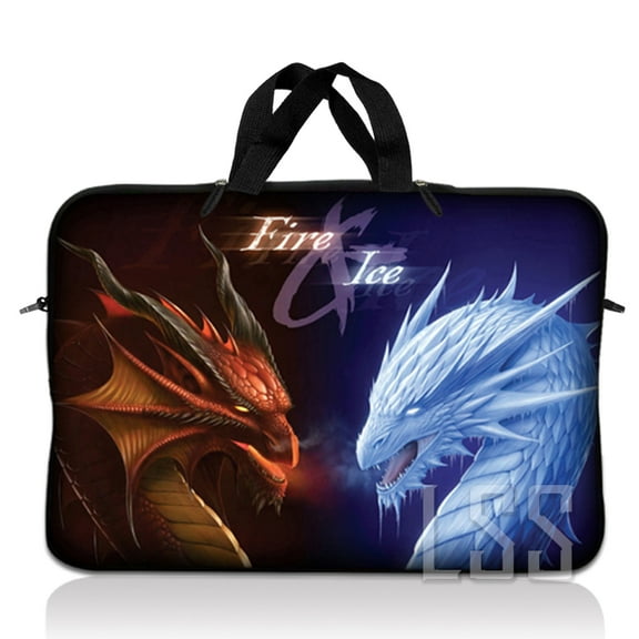 LSS 13.3 inch Laptop Sleeve Bag Carrying Case Pouch with Handle for 13.3" 13" 12.1" 12" Apple MacBook, Acer, Dell, Hp, Sony, Fire & Ice Dragons
