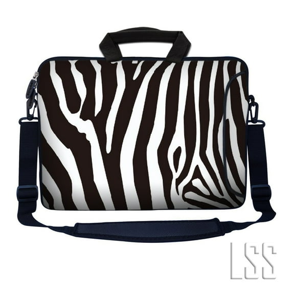 LSS 13.3 inch Laptop Sleeve Bag Notebook with Extra Side Pocket, Soft Carrying Handle & Removable Shoulder Strap for 12" 12.1" 13" 13.3" - Zebra Print