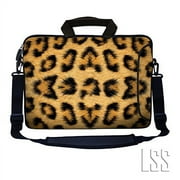 LSS 13.3 inch Laptop Sleeve Bag Notebook with Side Pocket, Soft Carrying Handle & Removable Strap for 12" to 13.3", Leopard Print