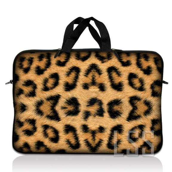 LSS 14.1 inch Laptop Sleeve Bag Carrying Case Pouch with Handle for 14" 14.1" Apple MacBook, Acer, Dell, Hp, Leopard Print