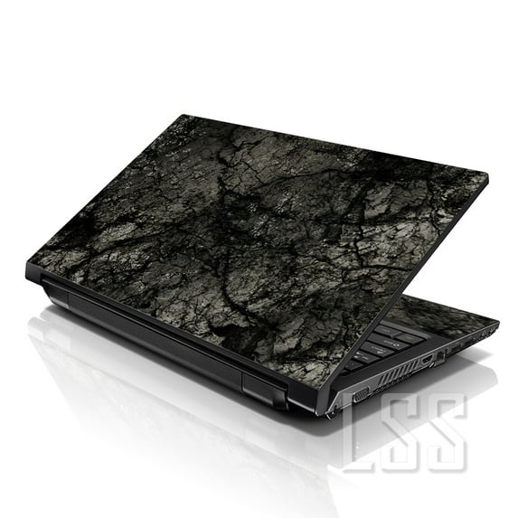LSS 15 15.6 Inches Laptop Notebook Skin Sticker with 2 Wrist Pads - Reusable Cover Protector Vinyl Sticker Cover Decal Fits 13" - 16" - Black Ground Pattern