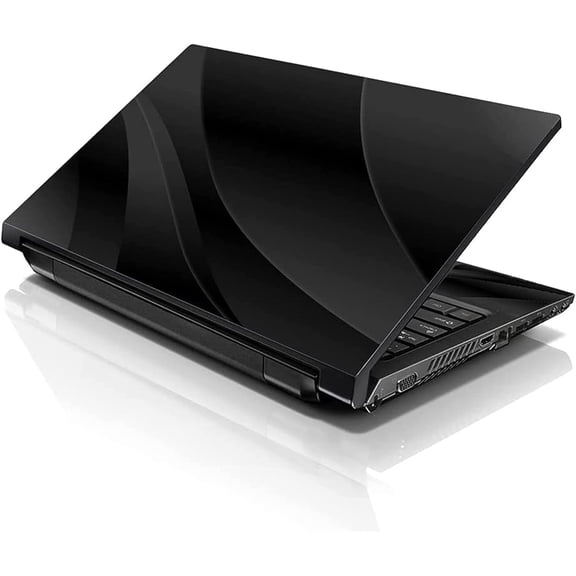 LSS 15 15.6 Inches Laptop Notebook Skin Sticker with 2 Wrist Pads - Reusable Cover Protector Vinyl Sticker Cover Decal Fits 13" - 16" - Black Waves Pattern