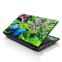 LSS 15 15.6 inch Laptop Notebook Skin Sticker Cover Art Decal Fits 13.3" 14" 15.6" 16" HP Dell Lenovo Apple Asus Acer Compaq (Free 2 Wrist Pad Included) Butterfly Floral