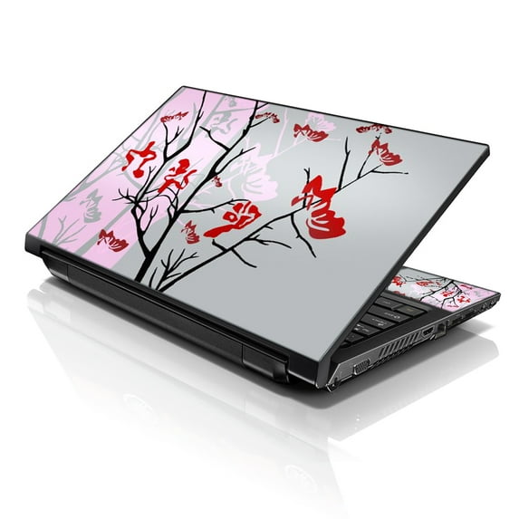 LSS 15 15.6 inch Laptop Notebook Skin Sticker Cover Art Decal For Hp Dell Lenovo Apple Asus Acer Fits 13.3" 14" 15.6" 16" with 2 Wrist Pads Free - Pink Gray Floral