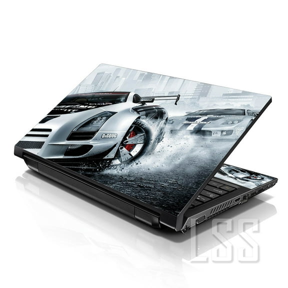 LSS 15 15.6 inch Laptop Notebook Skin Sticker Cover Art Decal For Hp Dell Lenovo Apple Asus Acer Fits 13.3" 14" 15.6" 16" with 2 Wrist Pads Free - Racing Cars in the City