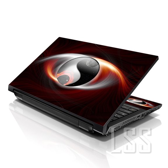 LSS 15 15.6 inch Laptop Notebook Skin Sticker Cover Art Decal For Hp Dell Lenovo Apple Asus Acer Fits 13.3" 14" 15.6" 16" with 2 Wrist Pads Free - Ying Yang Earth and Moon