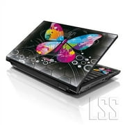 LSS 15 15.6 inch Laptop Notebook Skin Sticker Cover Art Decal For Hp Dell Lenovo Apple Asus Acer Fits 13.3 14 15.6 16 with 2 Wrist Pads Free - Multi Colored Butterfly