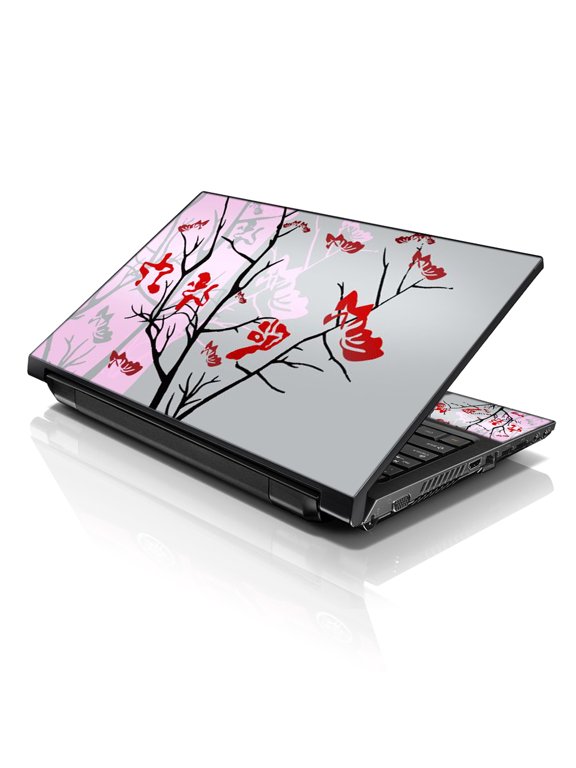 15 15.6 inch Laptop Notebook Skin Sticker Cover Art Decal For Hp Dell Lenovo Apple Asus Acer Fits 13.3" 14" 15.6" 16" with 2 Wrist Pads Free - Pink Gray Floral