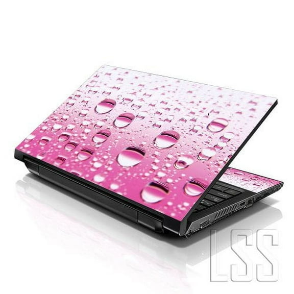 LSS 15 15.6 inch Laptop Skin Sticker Cover Art Decal For Hp Dell Lenovo Apple Asus Acer Fits 13.3" 14" 15.6" 16" with 2 Wrist Pads Free - Pink Water Drops