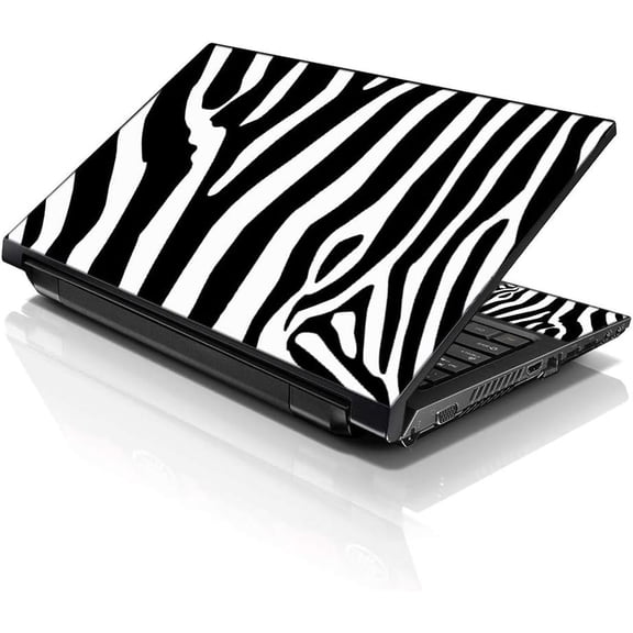 LSS 15.6 Inches Laptop Notebook Skin Sticker with 2 Wrist Pads, Reusable Cover Decal Fits 13" - 16" - Zebra Print Pattern