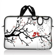 LSS 15.6 inch Laptop Sleeve Bag Carrying Case with Handle for 14" 15" 15.4" 15.6" Apple MacBook, Acer, Dell, Hp, Sony, Lovebirds Red On Black And White