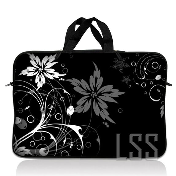 LSS 15.6'' Laptop Sleeve, Black and White Floral, Neoprene