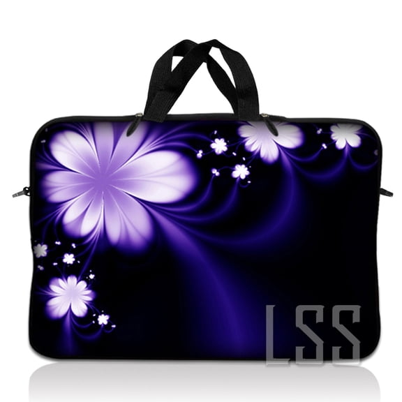 LSS 15.6 inch Laptop Sleeve Bag Carrying Case Pouch with Handle for 14" 15" 15.4" 15.6" Apple MacBook, Acer, Asus, Dell, Purple Flower Floral