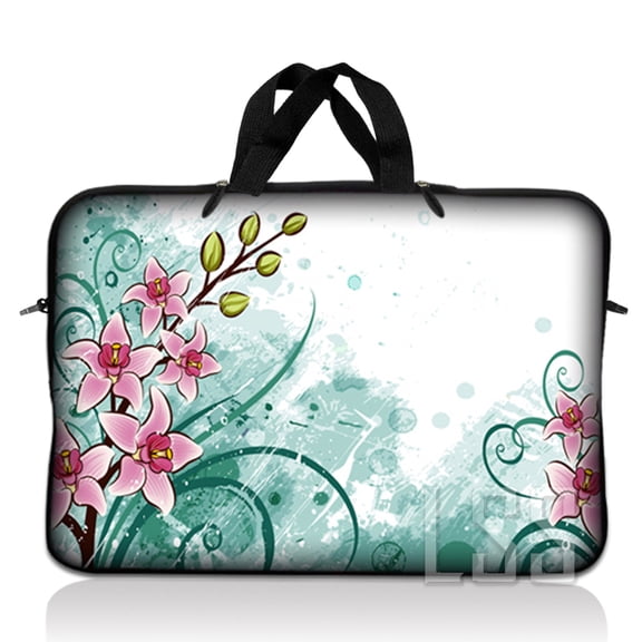 LSS 15.6 inch Laptop Sleeve Bag Carrying Case Pouch with Handle for 14" 15" 15.4" 15.6" Apple MacBook, Acer, Dell, Hp, Pink Flower Floral