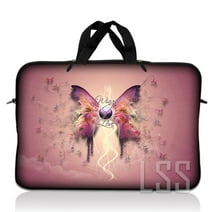 LSS 15.6 inch Laptop Sleeve Bag Carrying Case Pouch with Handle for 14" 15" 15.4" 15.6" Apple MacBook, GW, Acer, Dell, Pink Butterfly Floral