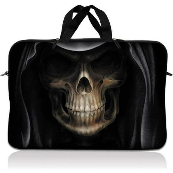 LSS 15.6 inch Laptop Sleeve Bag Carrying Case with Handle for 14" 15" 15.4" 15.6" Apple MacBook, Acer, Dell, Hp, Sony, Hooded Dark Lord Skull