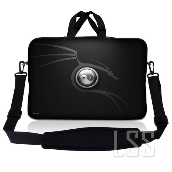LSS 15.6 inch Laptop Sleeve Bag Compatible with Acer, Dell, HP, Sony, MacBook, Carrying Case Pouch w/ Handle & Adjustable Strap, Ying Yang Black