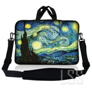 LSS 15.6 inch Laptop Sleeve Bag Compatible with Acer, Dell, MacBook, Carrying Case Pouch w/ Handle & Adjustable Strap, Clock Butterfly Floral