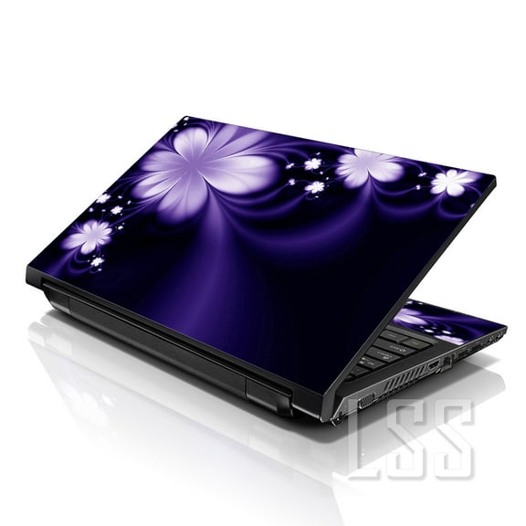 LSS 17 17.3" Laptop Notebook Skin Sticker Cover Art Decal for Hp Dell Lenovo Acer Fits 16.5" 17" 17.3" 18.4" 19" with 2 Wrist Pads Free - Purple Flower