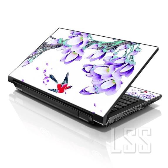 LSS 17 17.3 inch Laptop Notebook Skin Sticker Cover Art Decal Fits 16.5" 17" 17.3" 18.4" 19" (Free 2 Wrist Pad Included) Bird Floral