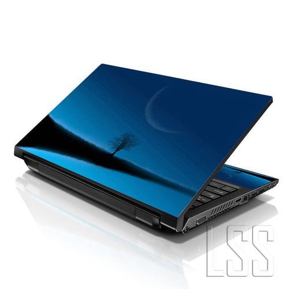 LSS 17 17.3 inch Laptop Notebook Skin Sticker Cover Art Decal For Hp Dell Lenovo Apple Asus Acer Fits 16.5" 17" 17.3" 18.4" 19" with 2 Wrist Pads Free - Blue Moon Scenery