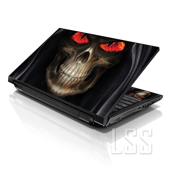 LSS 17 17.3 inch Laptop Notebook Skin Sticker Cover Art Decal For Hp Dell Lenovo Apple Asus Acer Fits 16.5" 17" 17.3" 18.4" 19" with 2 Wrist Pads Free - Hooded Skull Lord
