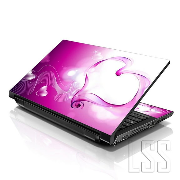 LSS 17 17.3 inch Laptop Notebook Skin Sticker Cover Art Decal For Hp Dell Lenovo Apple Asus Acer Fits 16.5" 17" 17.3" 18.4" 19" with 2 Wrist Pads Free - Pink Heart