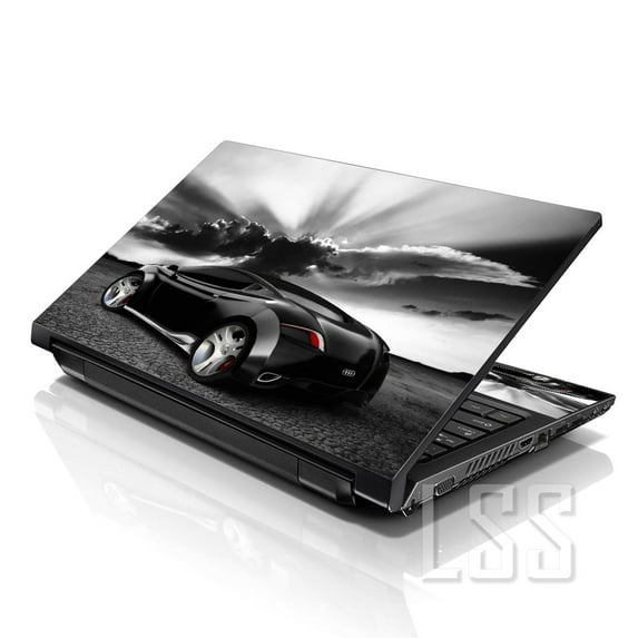 LSS 17 17.3 inch Laptop Notebook Skin Sticker Cover Art Decal For Hp Dell Lenovo Apple Asus Acer Fits 16.5" 17" 17.3" 18.4" 19" with 2 Wrist Pads Free - Racer Car Sunset
