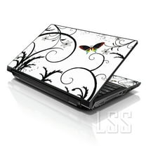 LSS 17 17.3 inch Laptop Notebook Skin Sticker Cover Art Decal For Hp Dell Lenovo Apple Asus Acer Fits 16.5" 17" 17.3" 18.4" 19" with 2 Wrist Pads Free - White Butterfly Escape