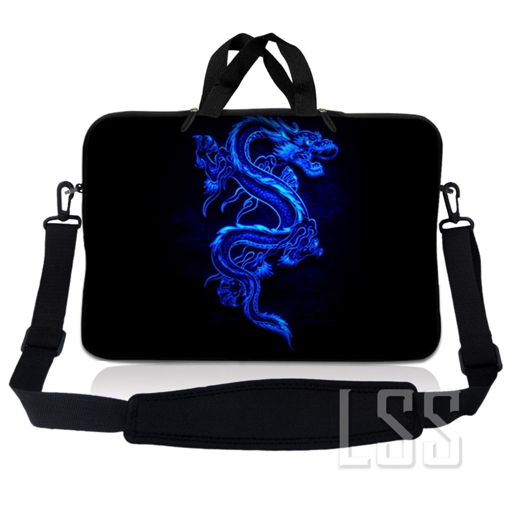 LSS 17-17.3 inch Laptop Sleeve Bag Compatible with Acer, Dell, HP, Sony, MacBook, Carrying Case Pouch w/ Handle & Adjustable Strap - Blue Dragon