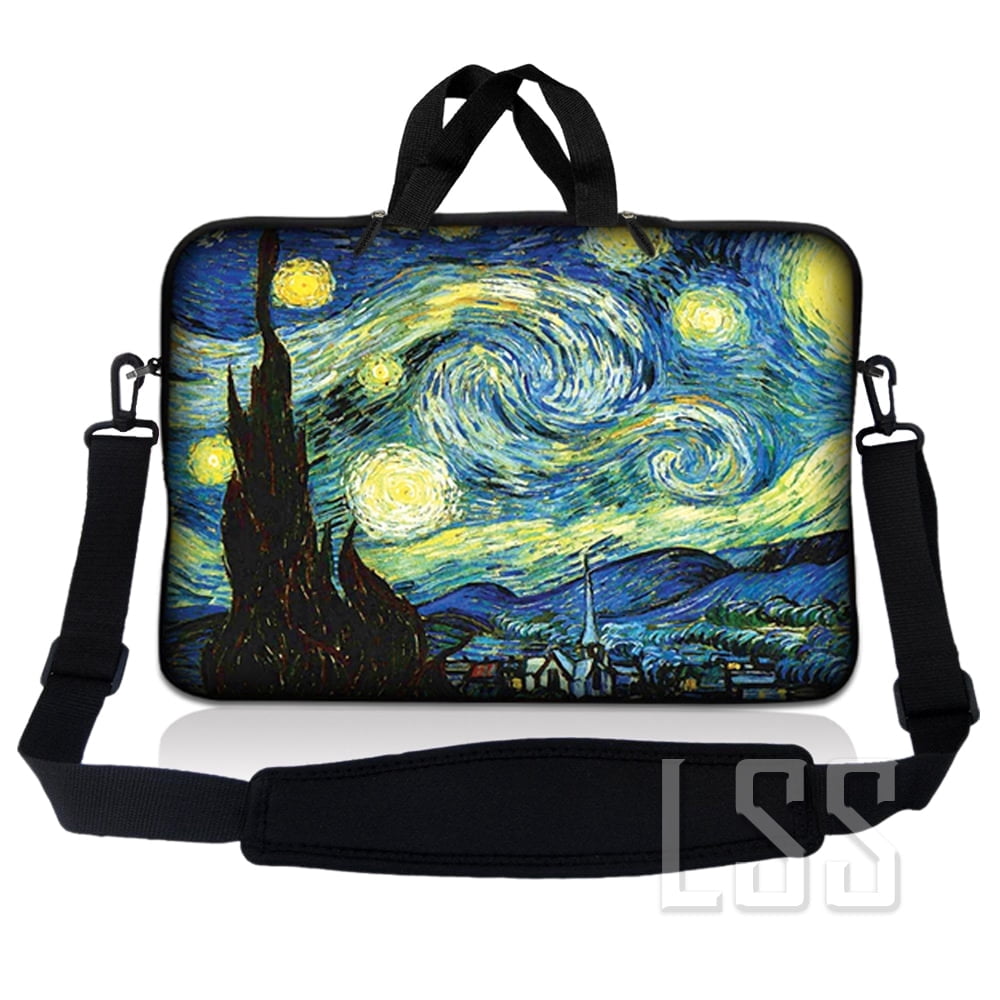 LSS 17-17.3 inch Laptop Sleeve Bag Compatible with Acer, Dell, HP, Sony, MacBook, Carrying Case Pouch w/ Handle & Adjustable Strap - Starry Night