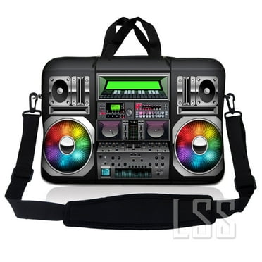 LSS 17-17.3 inch Neoprene Laptop Sleeve Bag Carrying Case with Handle and Adjustable Shoulder Strap - Boom Box Design