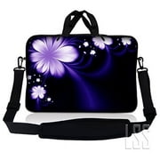 LSS 17-17.3 inch Notebook Neoprene Laptop Sleeve Bag Carrying Case with Handle and Strap - Purple Flower Floral
