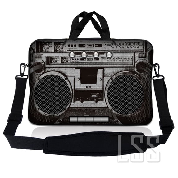 LSS 17 inch Laptop Sleeve Bag with Handle & Adjustable Strap for 17.4" 17.3" 17" 16" Apple MacBook, Acer, Asus, Dell, Hp, Cassette Player Design