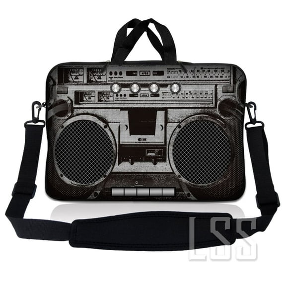 LSS 17 inch Laptop Sleeve Bag with Handle & Adjustable Strap for 17.4" 17.3" 17" 16" Apple MacBook, Acer, Asus, Dell, Hp, Cassette Player Design