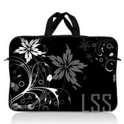 LSS 17 inch Laptop Sleeve Bag Carrying Case Pouch with Handle for 17.4" 17.3" 17" 16" Apple MacBook, Acer, Dell, Hp, Black and White Floral