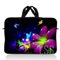 LSS 17 inch Laptop Sleeve Bag Carrying Case Pouch with Handle for 17.4" 17.3" 17" 16" Apple MacBook, Acer, Dell, Purple Blue Floral