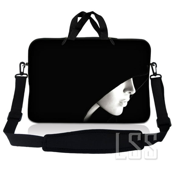 LSS 8-10.2 inch Laptop Sleeve Bag Compatible with Acer, Asus, Dell, HP, Sony, MacBook, Carrying Case Pouch w/ Handle & Strap - Lady in Hood