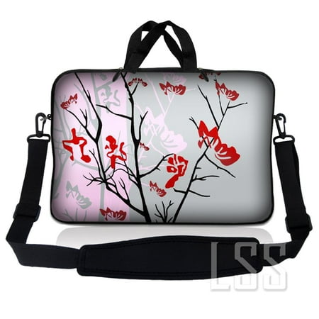 LSS 8-10.2 inch Laptop Sleeve Bag Compatible with Acer, Dell, HP, Sony, MacBook, Carrying Case Pouch w/ Handle & Adjustable Strap - Pink Gray