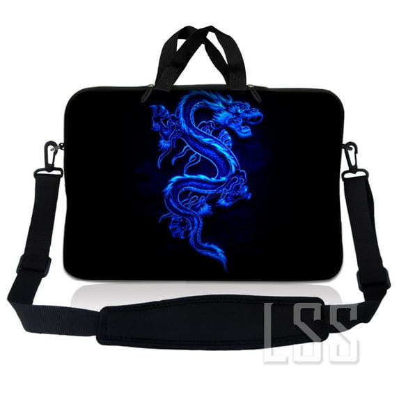 LSS 8-10.2 inch Neoprene Laptop Sleeve Bag Carrying Case with Handle and Adjustable Shoulder Strap - Blue Dragon