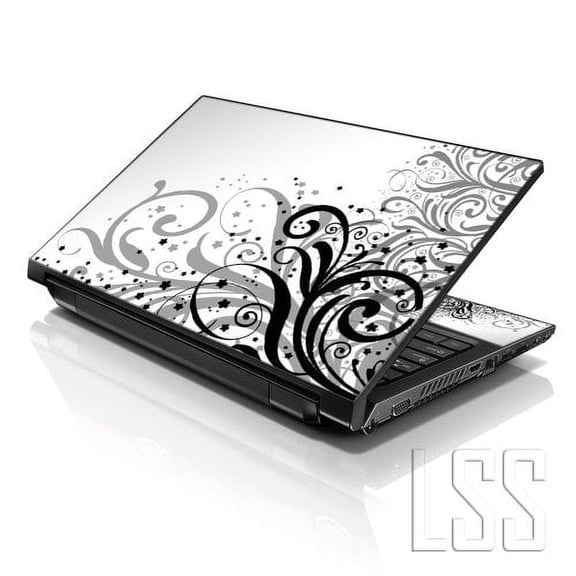 LSS Laptop 15 15.6 Skin Cover with Colorful White and Grey Floral Pattern for HP Dell Lenovo Apple Asus Acer Compaq - Fits 13.3" 14" 15.6" 16" (2 Wrist Pads Free)