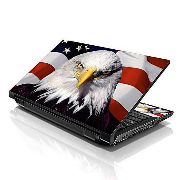 LSS Laptop 17-17.3" Skin Cover with Colorful USA Eagle Pattern for HP Dell Lenovo Apple Asus Acer Compaq - Fits 16.5" 17" 17.3" 18.4" 19" (2 Wrist Pads Free)
