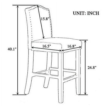 LSSBOUGHT 24 Inches Counter Height Bar Stools Set of 2 Studded Kitchen Island Chairs with Back Nailhead Barstools with Solid Wood Legs, Set of 2(Gray)