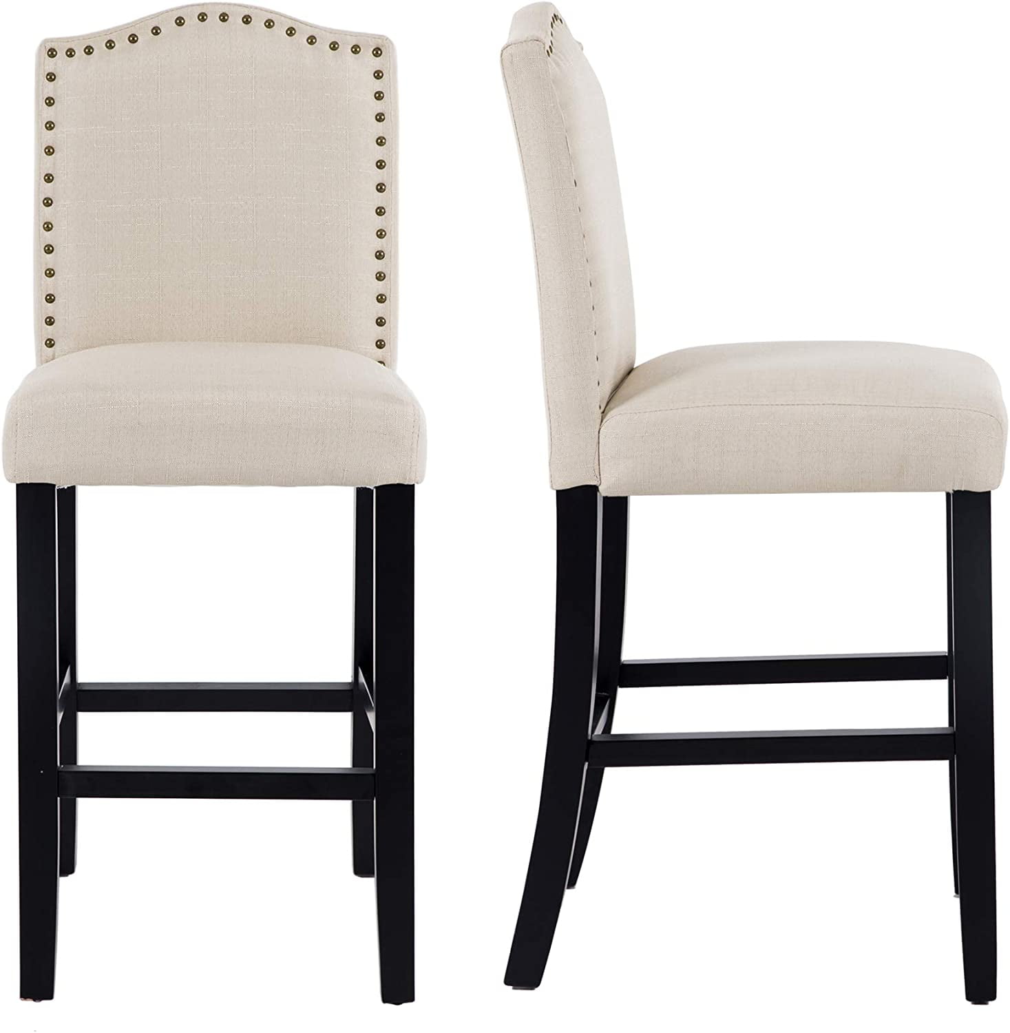 LSSBOUGHT 24 Inches Fabric Counter Height Bar Stools with Solid Wood