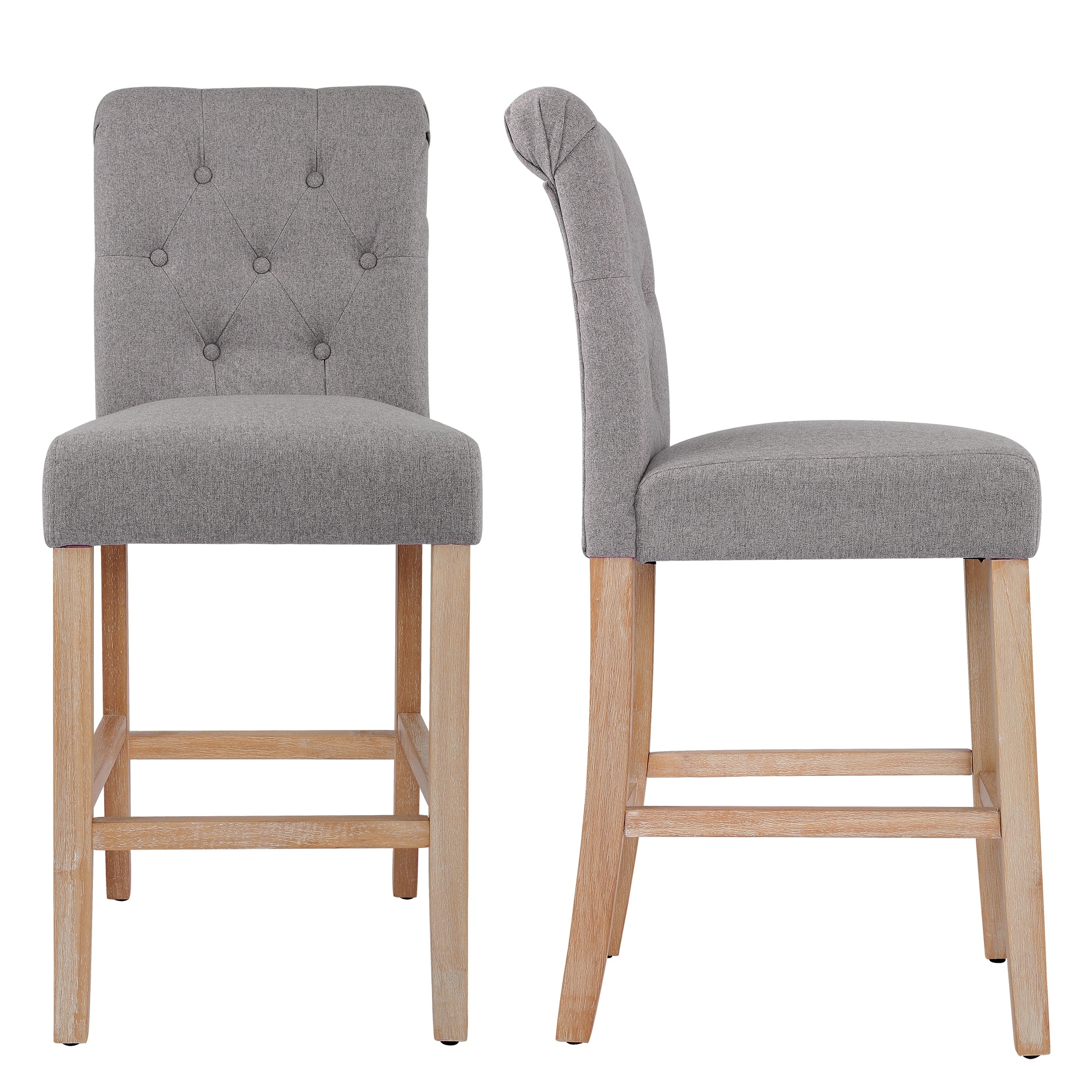 LSSBOUGHT 25 Inches Farmhouse Counter Height Bar Stools Button Tufted